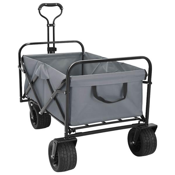 Grote foto vidaxl vouwbare handtrolley grijs 89 x 63 x 96 cm staal en oxford stof doe het zelf en verbouw gereedschappen en machines