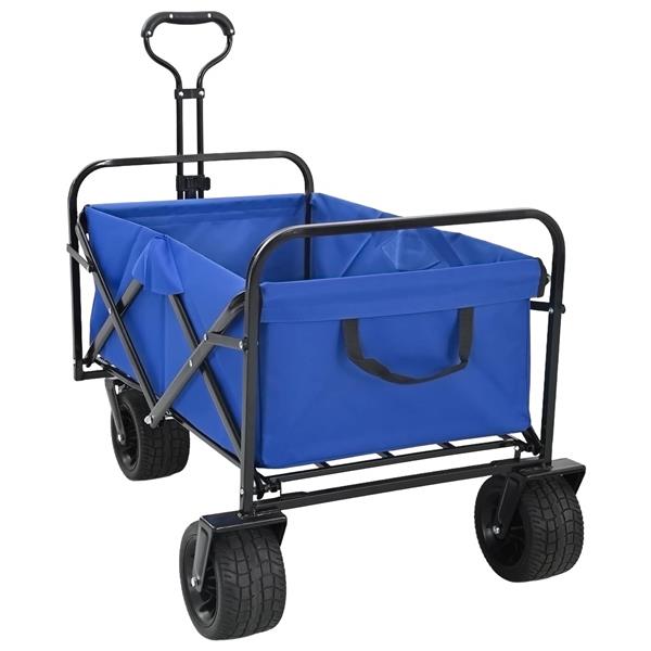 Grote foto vidaxl vouwbare handtrolley blauw 89 x 63 x 96 cm staal en oxford stof doe het zelf en verbouw gereedschappen en machines