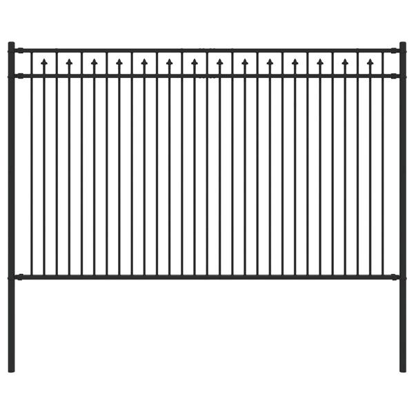 Grote foto vidaxl spike hek zwart 200 x 166 cm gepoedercoat staal tuin en terras hekken en schuttingen