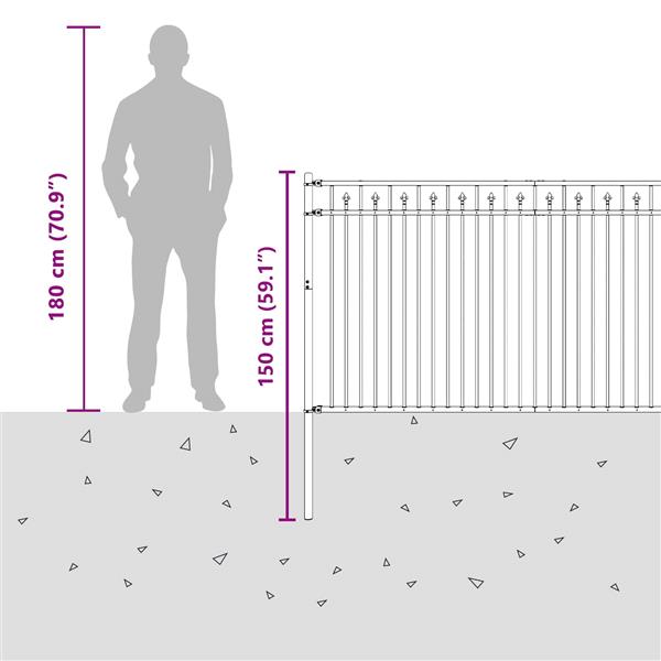 Grote foto vidaxl spike hek zwart 200 x 150 cm gepoedercoat staal tuin en terras hekken en schuttingen