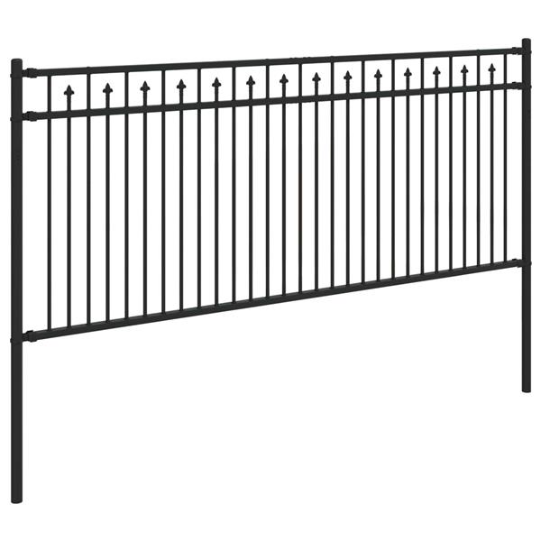 Grote foto vidaxl spike hek zwart 200 x 130 cm gepoedercoat staal tuin en terras hekken en schuttingen