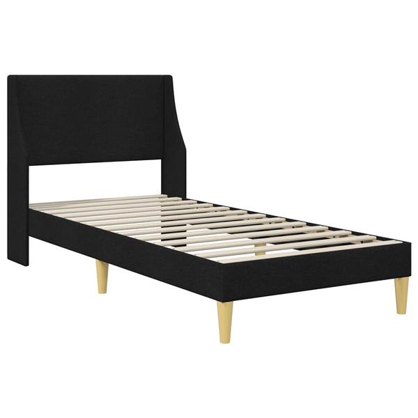 Grote foto vidaxl bedframe met hoofdeinde zwart 100 x 200 cm stof antiek en kunst stoelen en banken