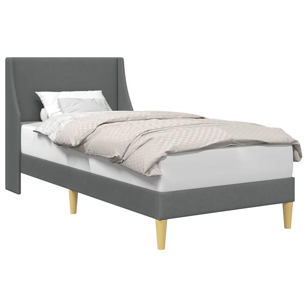 Grote foto vidaxl bedframe met hoofdeinde donkergrijs 100 x 200 cm stof antiek en kunst stoelen en banken