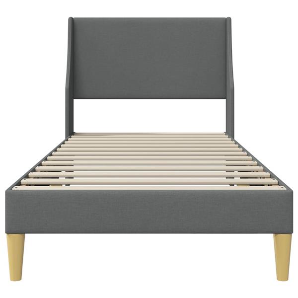 Grote foto vidaxl bedframe met hoofdeinde donkergrijs 100 x 200 cm stof antiek en kunst stoelen en banken