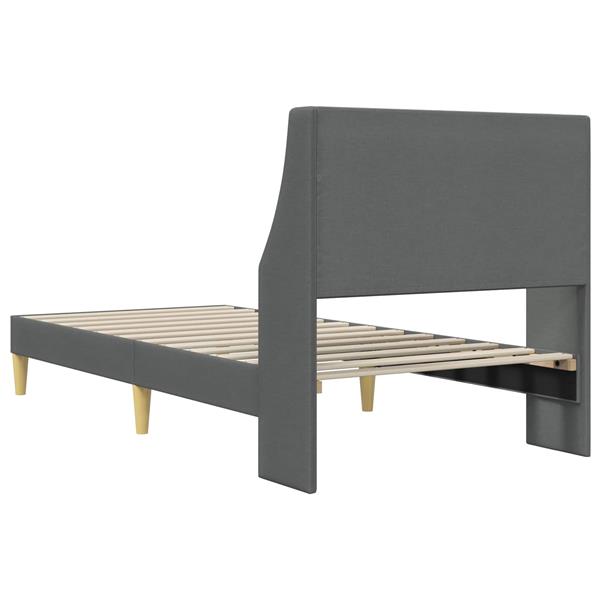 Grote foto vidaxl bedframe met hoofdeinde donkergrijs 100 x 200 cm stof antiek en kunst stoelen en banken