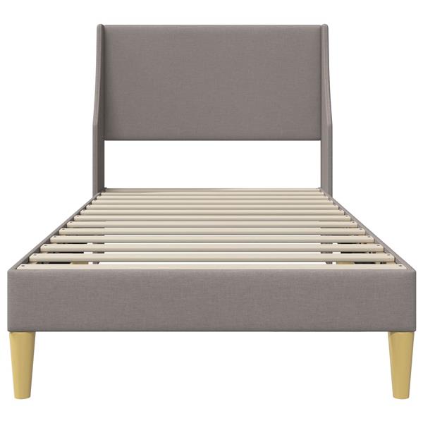 Grote foto vidaxl bedframe met hoofdeinde taupe 90 x 200 cm stof antiek en kunst stoelen en banken