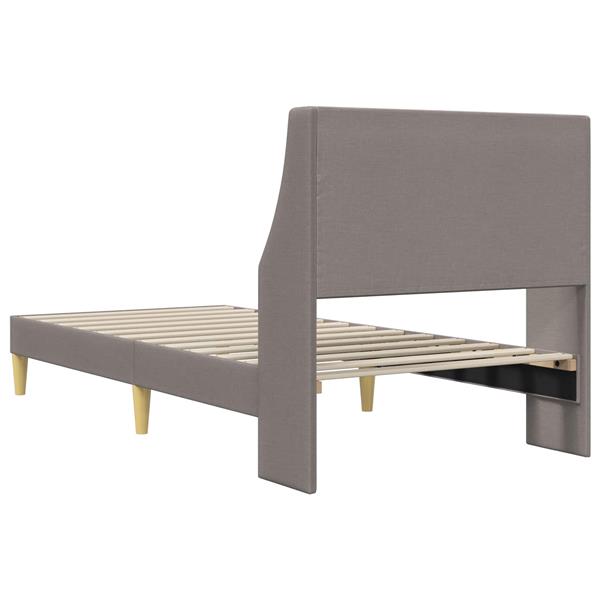 Grote foto vidaxl bedframe met hoofdeinde taupe 90 x 200 cm stof antiek en kunst stoelen en banken
