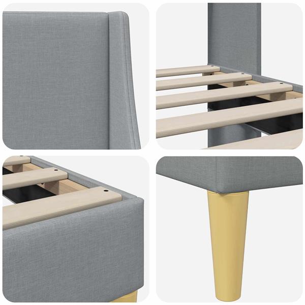 Grote foto vidaxl bedframe met hoofdeinde lichtgrijs 100 x 200 cm stof antiek en kunst stoelen en banken