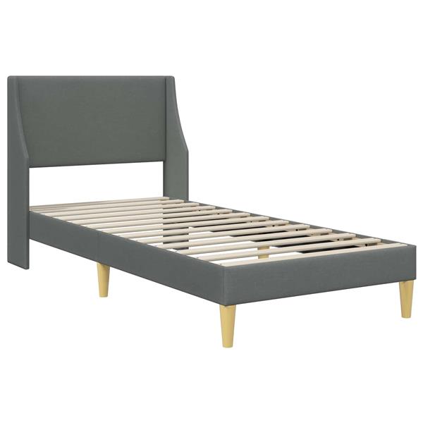Grote foto vidaxl bedframe met hoofdeinde donkergrijs 90 x 200 cm stof antiek en kunst stoelen en banken