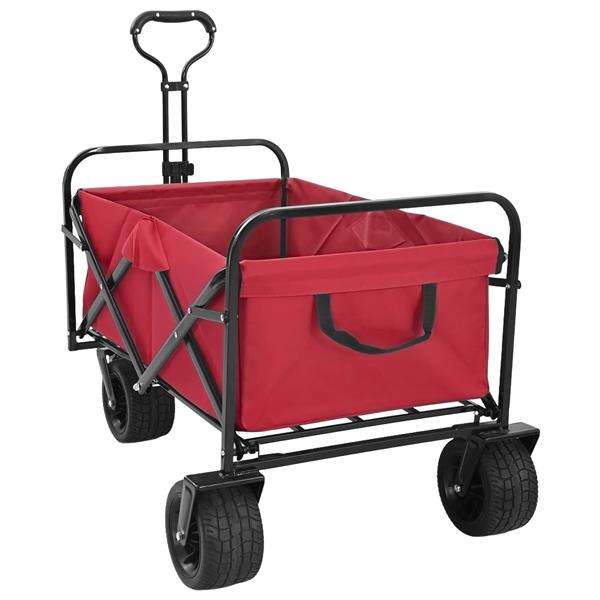 Grote foto vidaxl vouwbare handtrolley rood 89 x 63 x 96 cm staal en oxford stof doe het zelf en verbouw gereedschappen en machines