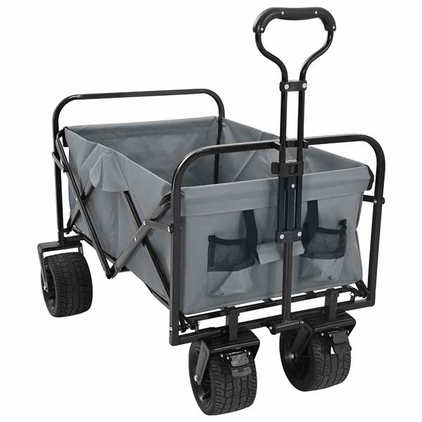 Grote foto vidaxl vouwbare handtrolley grijs 89 x 63 x 96 cm staal en oxford stof doe het zelf en verbouw gereedschappen en machines