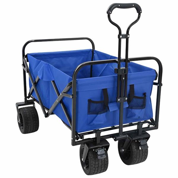 Grote foto vidaxl vouwbare handtrolley blauw 89 x 63 x 96 cm staal en oxford stof doe het zelf en verbouw gereedschappen en machines