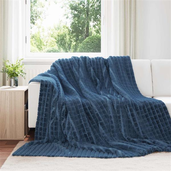 Grote foto vidaxl gooi deken marineblauw 240 x 220 cm fleece huis en inrichting bedden