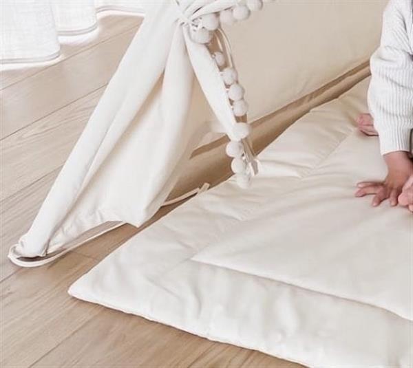 Grote foto tipi tent beige met pompons mat en kussens tipi met pompons 2 kussens en mat kinderen en baby overige
