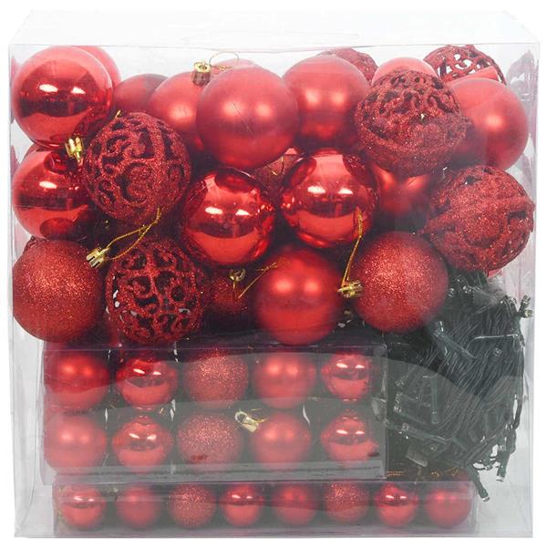 Grote foto vidaxl kerstbal set met 300 led 120 pcs rood kunststof diversen overige diversen