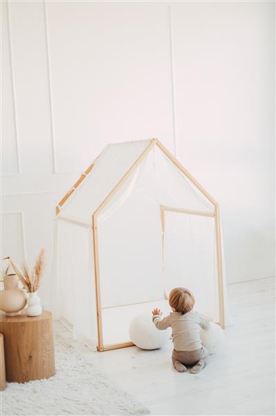Grote foto playhouse scandi mousseline katoen bekleding wit wit kinderen en baby overige