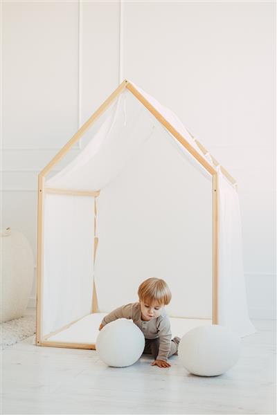 Grote foto playhouse scandi mousseline katoen bekleding wit wit kinderen en baby overige