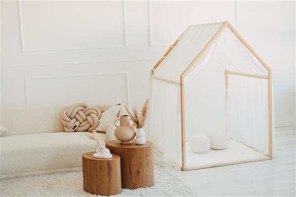 Grote foto playhouse scandi mousseline katoen bekleding wit wit kinderen en baby overige