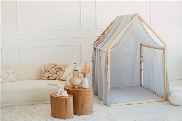 Grote foto playhouse scandi mousseline katoen bekleding blauw blauw kinderen en baby overige