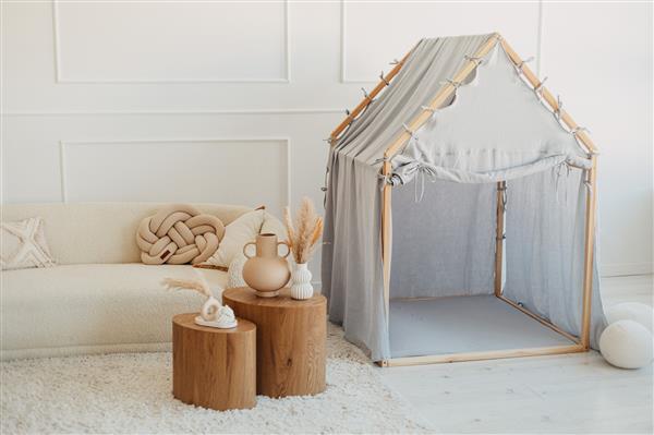 Grote foto playhouse scandi mousseline katoen bekleding blauw blauw kinderen en baby overige