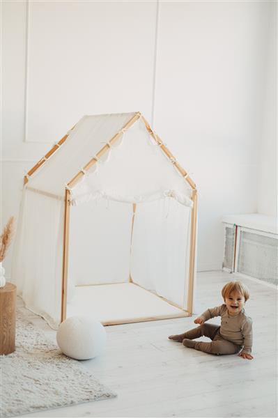 Grote foto playhouse scandi mousseline katoen bekleding wit wit kinderen en baby overige
