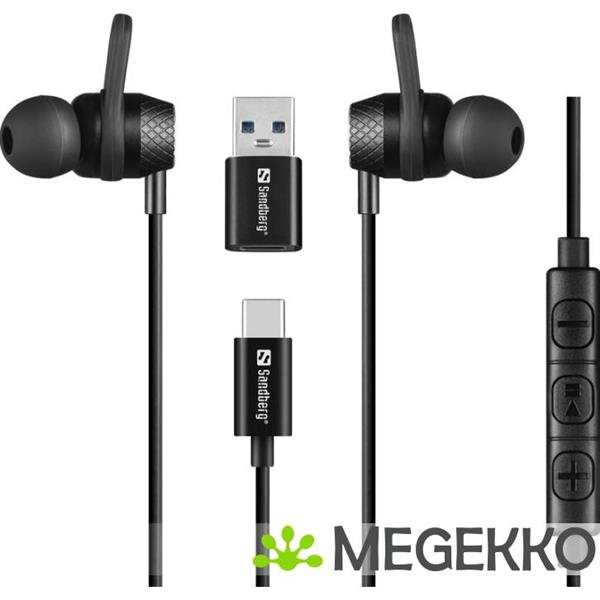 Grote foto sandberg 126 50 in ear bedraad zwart usb c audio tv en foto koptelefoons