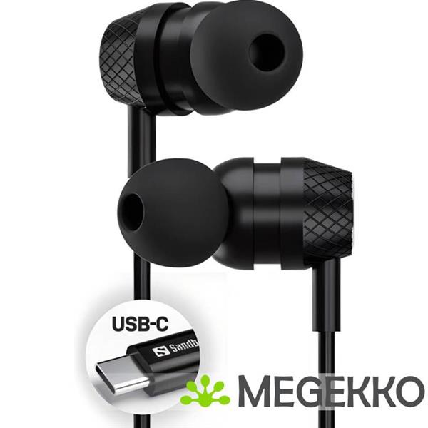 Grote foto sandberg 126 50 in ear bedraad zwart usb c audio tv en foto koptelefoons