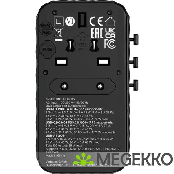 Grote foto verbatim charge n travel gan iii universele reisadapter 85w computers en software overige