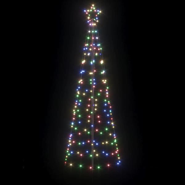 Grote foto vidaxl led kerstboom met grondspiesjes multikleur 250 cm ijzer diversen overige diversen