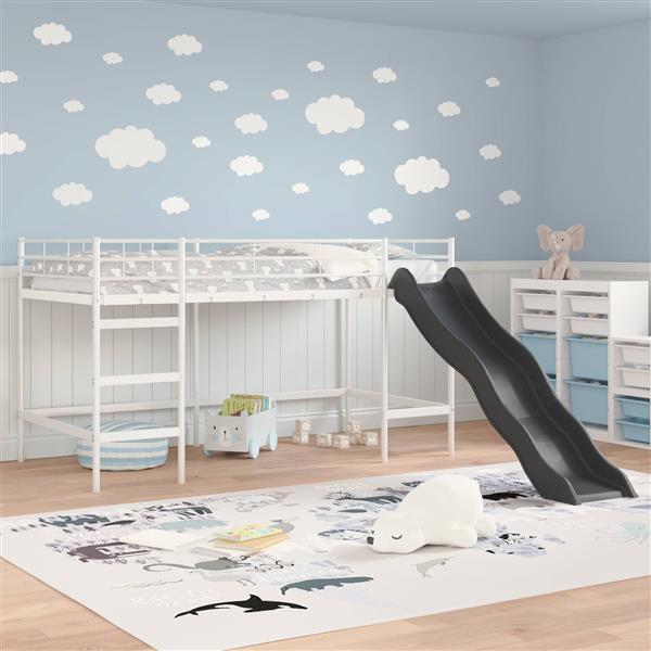 Grote foto vidaxl kinder loft bedframe met glijbaan wit en antraciet antiek en kunst stoelen en banken