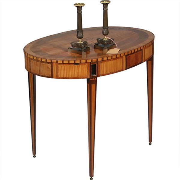 Grote foto ovale satijnhouten louis seize theetafel met ebben noten en weng ca 1790 no.361806 antiek en kunst stoelen en banken