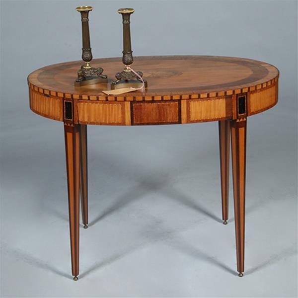 Grote foto ovale satijnhouten louis seize theetafel met ebben noten en weng ca 1790 no.361806 antiek en kunst stoelen en banken