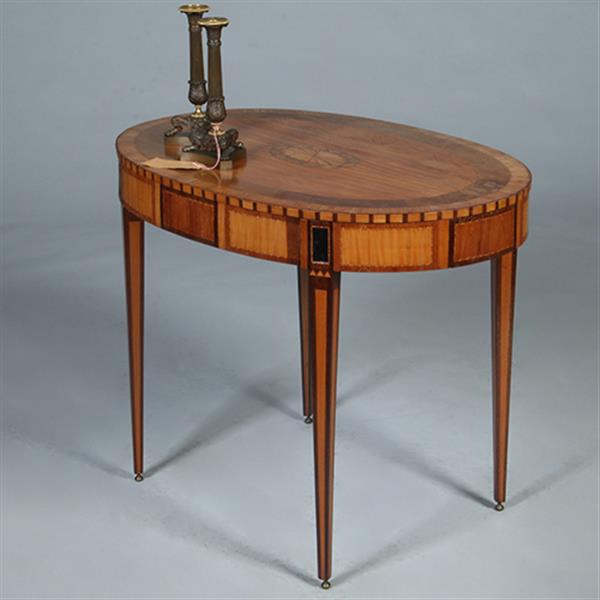 Grote foto ovale satijnhouten louis seize theetafel met ebben noten en weng ca 1790 no.361806 antiek en kunst stoelen en banken