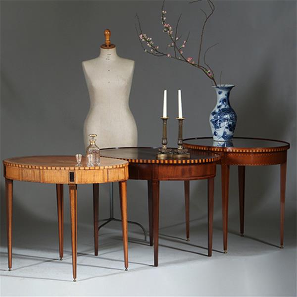 Grote foto ovale satijnhouten louis seize theetafel met ebben noten en weng ca 1790 no.361806 antiek en kunst stoelen en banken