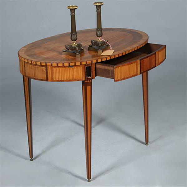 Grote foto ovale satijnhouten louis seize theetafel met ebben noten en weng ca 1790 no.361806 antiek en kunst stoelen en banken