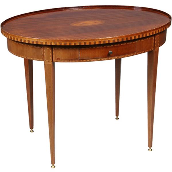 Grote foto mahonie louis seize stijl theetafel ca 1910 eeuw ingelegd met satijn hulst en noten no.361801 antiek en kunst stoelen en banken