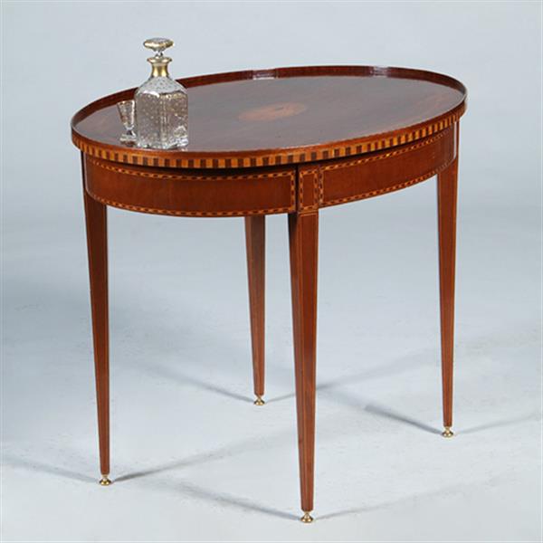 Grote foto mahonie louis seize stijl theetafel ca 1910 eeuw ingelegd met satijn hulst en noten no.361801 antiek en kunst stoelen en banken