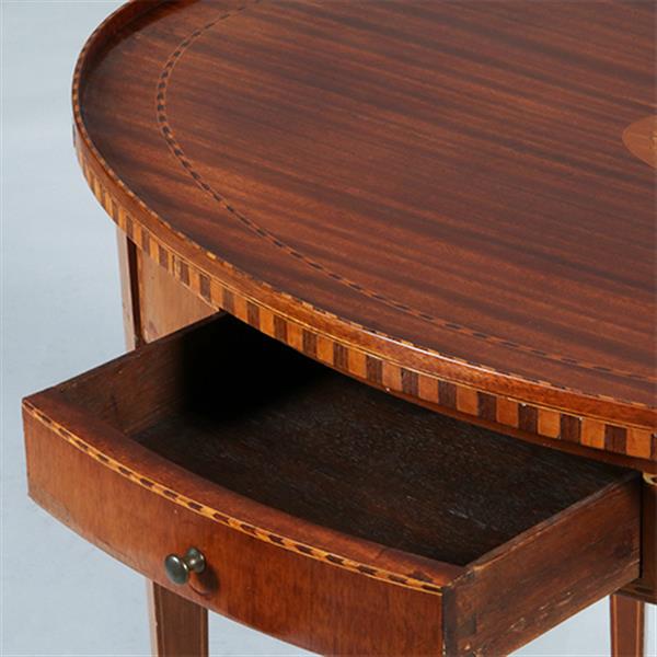 Grote foto mahonie louis seize stijl theetafel ca 1910 eeuw ingelegd met satijn hulst en noten no.361801 antiek en kunst stoelen en banken