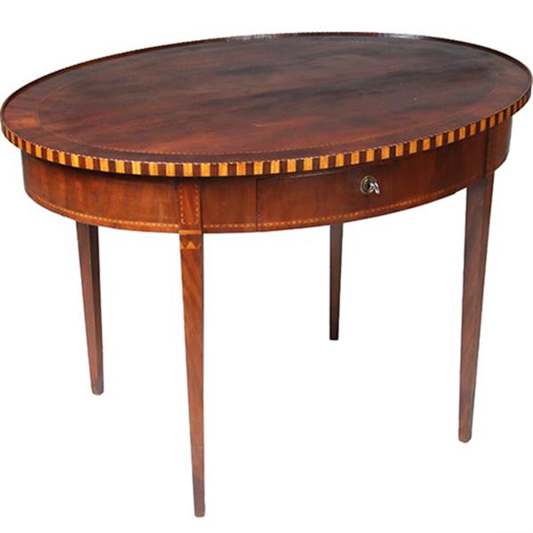 Grote foto mahonie theetafel ca 1865 louis seize stijl met lade ingelegd met satijn en ebben no.361820 antiek en kunst stoelen en banken