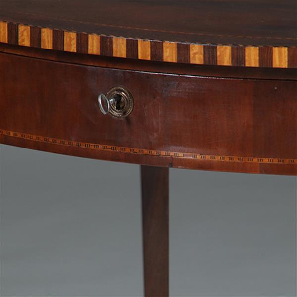 Grote foto mahonie theetafel ca 1865 louis seize stijl met lade ingelegd met satijn en ebben no.361820 antiek en kunst stoelen en banken