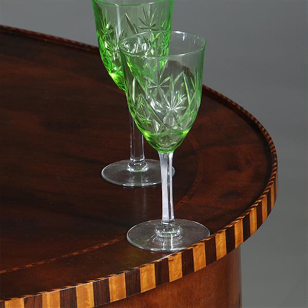 Grote foto mahonie theetafel ca 1865 louis seize stijl met lade ingelegd met satijn en ebben no.361820 antiek en kunst stoelen en banken