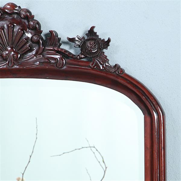 Grote foto getoogde mahonie schouwspiegel met gestoken onderhoeken en kroon no.361835 antiek en kunst spiegels