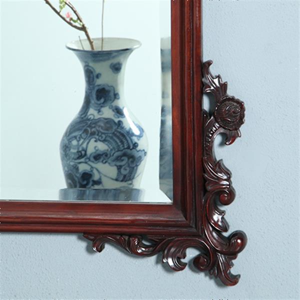 Grote foto getoogde mahonie schouwspiegel met gestoken onderhoeken en kroon no.361835 antiek en kunst spiegels