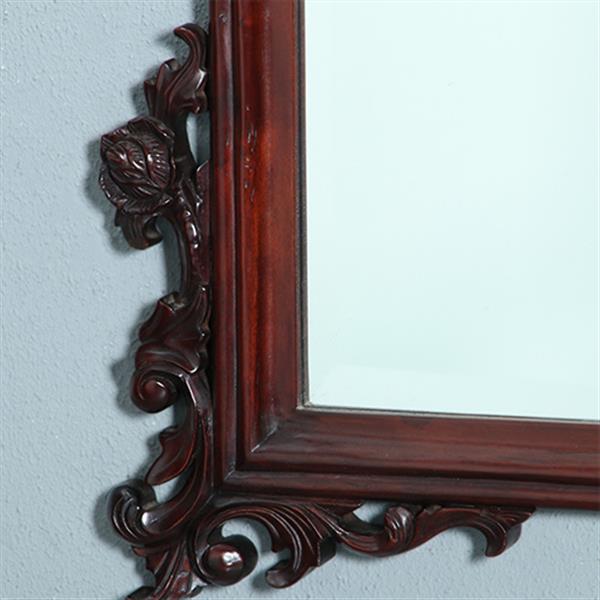 Grote foto getoogde mahonie schouwspiegel met gestoken onderhoeken en kroon no.361835 antiek en kunst spiegels