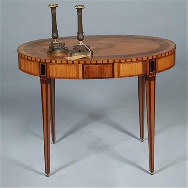 Grote foto ovale satijnhouten louis seize theetafel met ebben noten en weng ca 1790 no.361806 antiek en kunst stoelen en banken