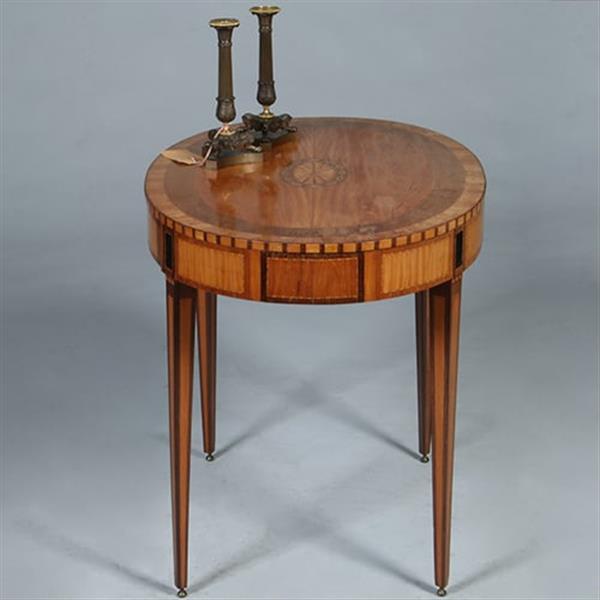 Grote foto ovale satijnhouten louis seize theetafel met ebben noten en weng ca 1790 no.361806 antiek en kunst stoelen en banken