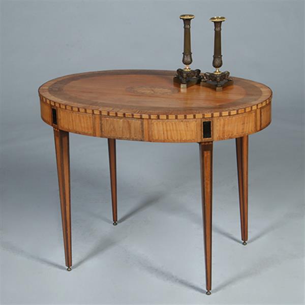 Grote foto ovale satijnhouten louis seize theetafel met ebben noten en weng ca 1790 no.361806 antiek en kunst stoelen en banken