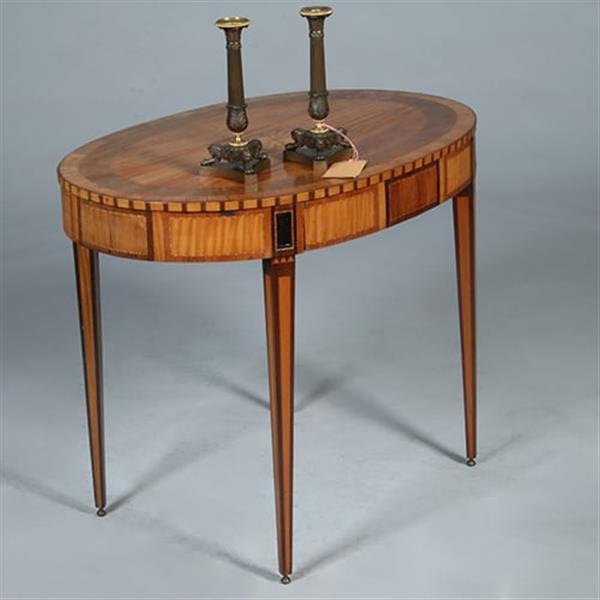 Grote foto ovale satijnhouten louis seize theetafel met ebben noten en weng ca 1790 no.361806 antiek en kunst stoelen en banken