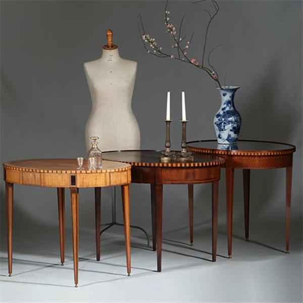 Grote foto ovale satijnhouten louis seize theetafel met ebben noten en weng ca 1790 no.361806 antiek en kunst stoelen en banken