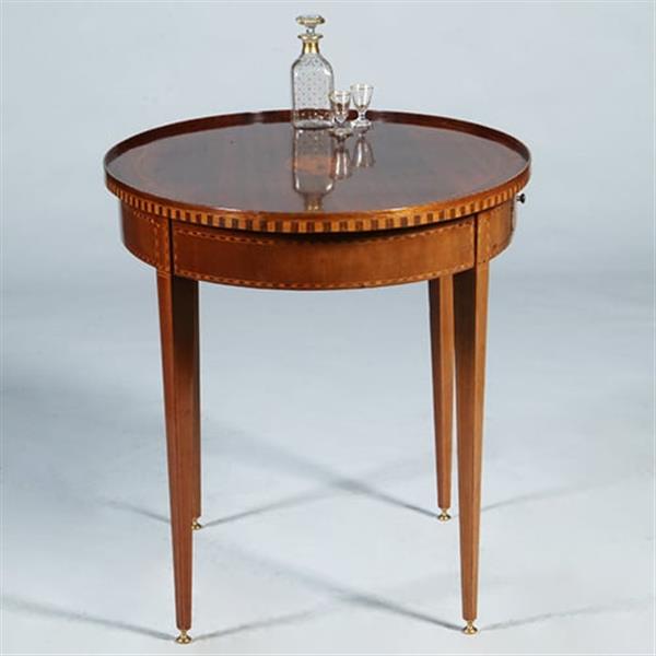 Grote foto mahonie louis seize stijl theetafel ca 1910 eeuw ingelegd met satijn hulst en noten no.361801 antiek en kunst stoelen en banken